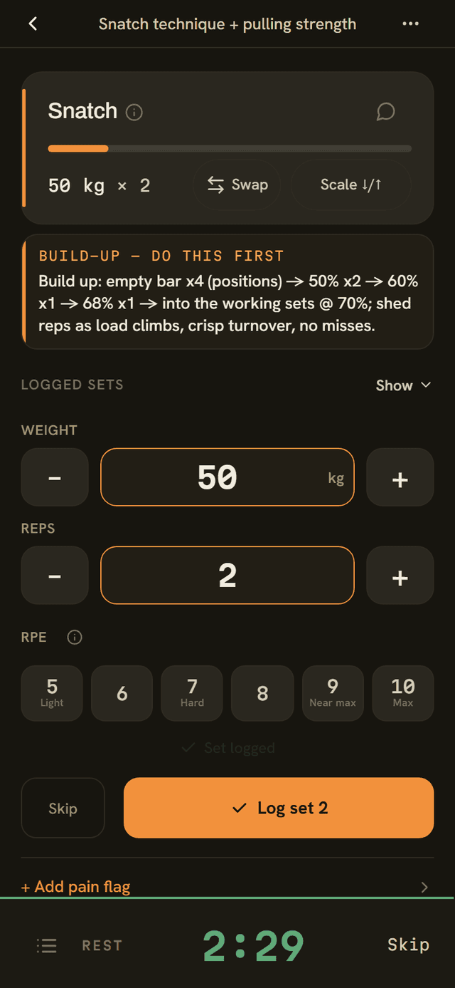 Strength set logger